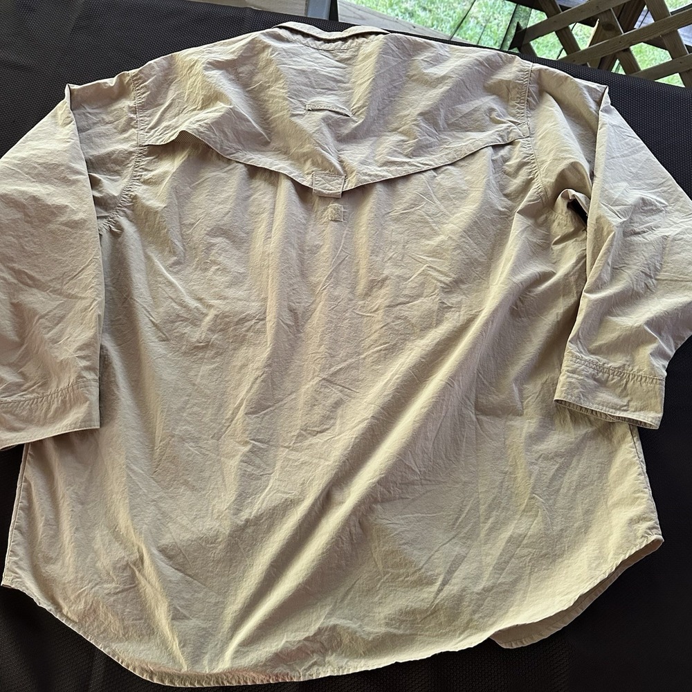 Remington Shirt Mens XL Khaki Vented Fishing Long Sleeve Button Up Pockets - Picture 5 of 14